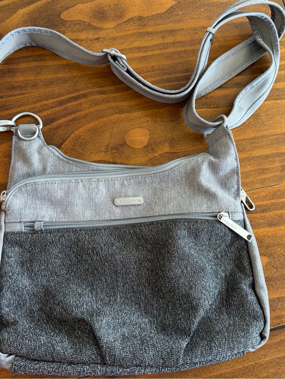 Baggallini Light Gray and Charcoal Two-Tone Crossbody Bag